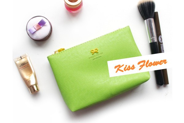 Korea Style Sweet Bow Design Zipper Cosmetic Bag 5 Color Make Up