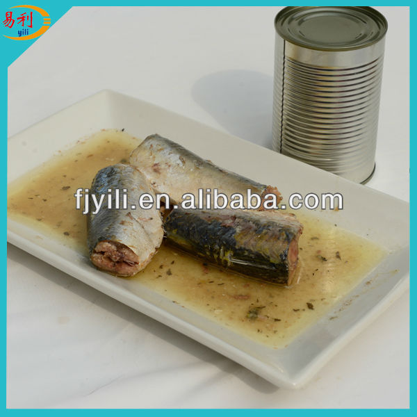 Types of canned fish canned jack mackerel fish in brine 425g
