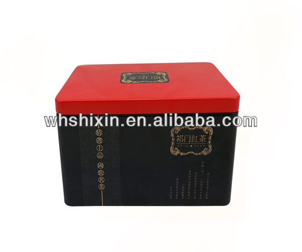 Rectangle classical red tea packaging tin box.