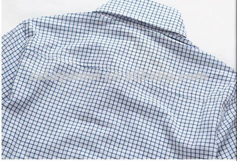 金シャツのサプライヤーが/イタリアンスタイルのシャツメンズ/2014年新しいデザインの男性のシャツ青のチェックパターンロングスリーブwhosale工場問屋・仕入れ・卸・卸売り