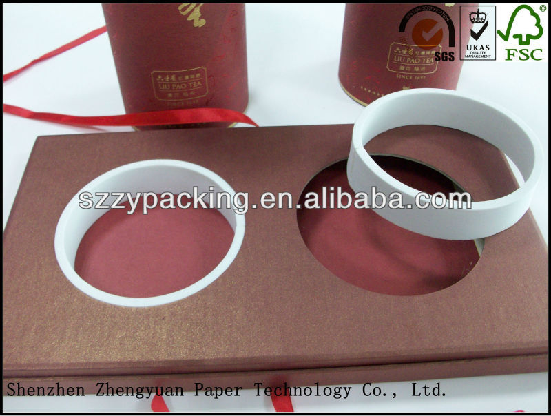 2 tins packed paper tea box with base tray