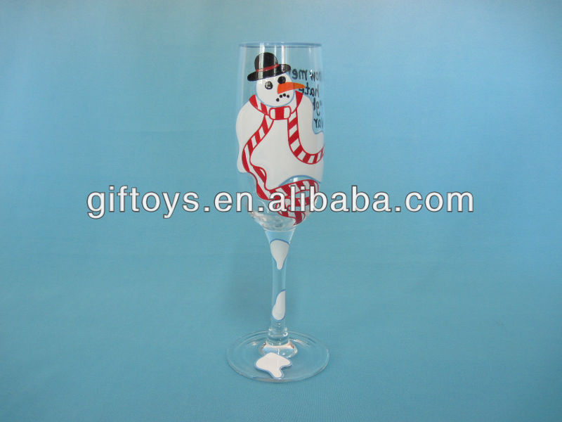 GM10192 hand painted fancy champagne flutes for Chirstmas Day