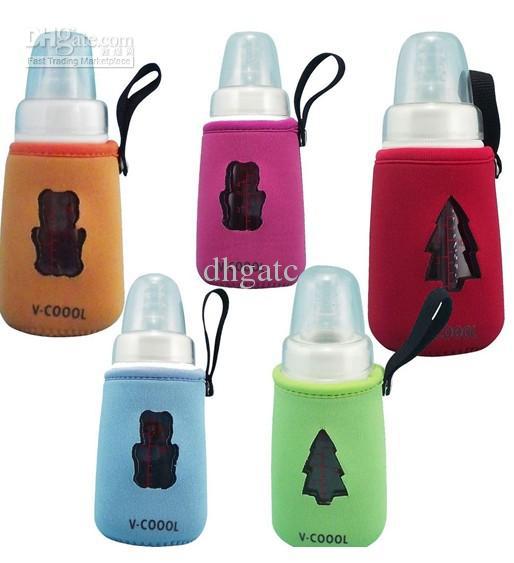 Hot V-COOOL Baby Milk Bottle bag Set Glass feeding Bottles Insulating Sheath S L gifts Free shipping