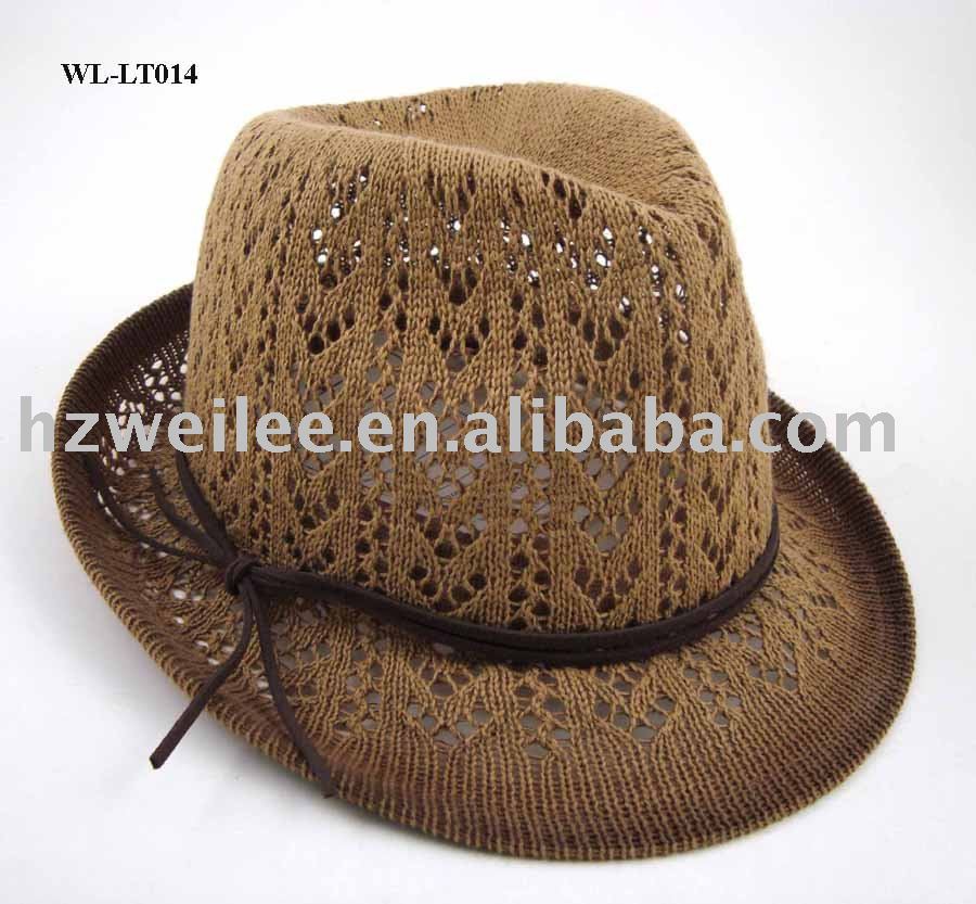 天然wl-lt014かぎ針編みの夏用フェドーラ帽問屋・仕入れ・卸・卸売り