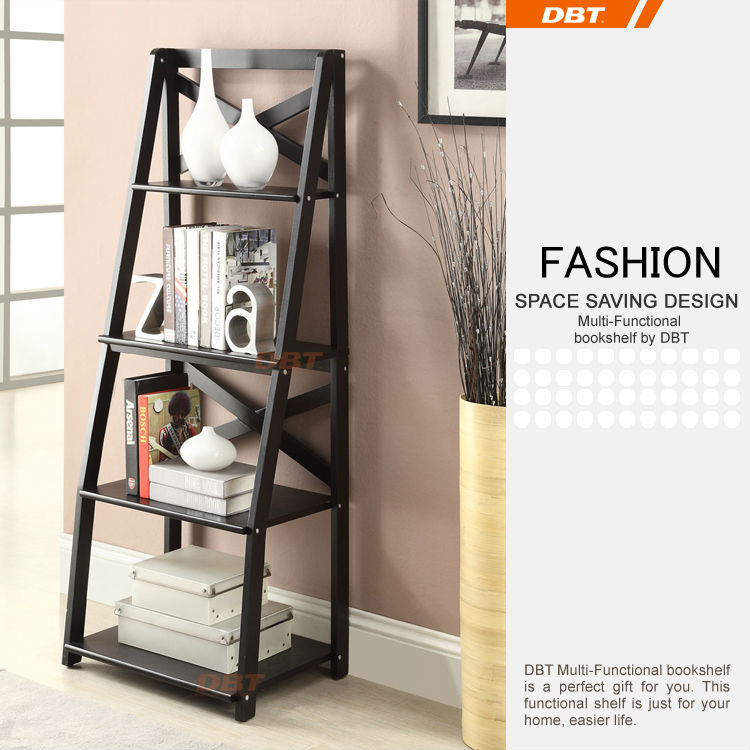 Dbt 4 lagen zwarte muur ladder plank/boekenkast houten kasten ... Boekenkast woonkamer ladder
