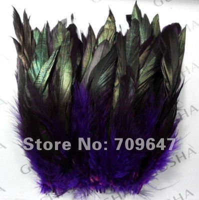 Hot sale 100pcs/lot 6-8" Purple Colour BADGER SADDLE ROOSTER FEATHERS Free shipping!