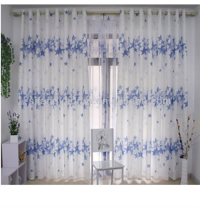 Schöne sterne design stoff vorhang mit net für kinderzimmer ...