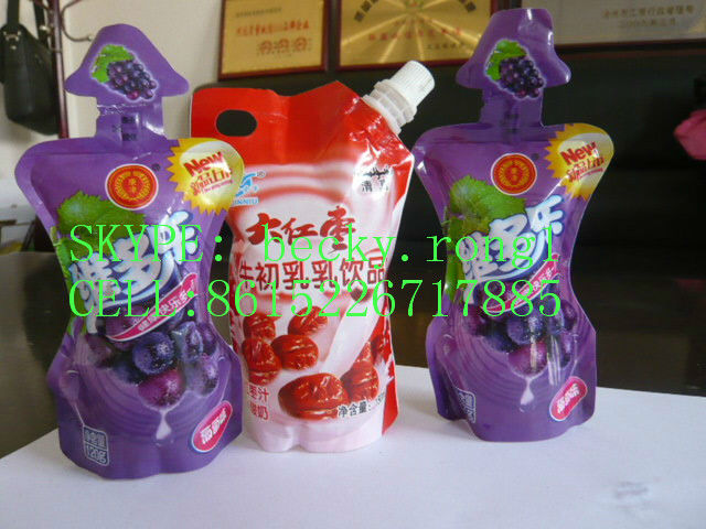 coconut milk water stand up pouch with spout doypack filling and capping small size machine with date printer