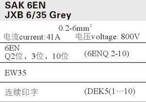 SAK 6EN (JXB 6/35)灰色ケーブルターミナルコネクター仕入れ・メーカー・工場