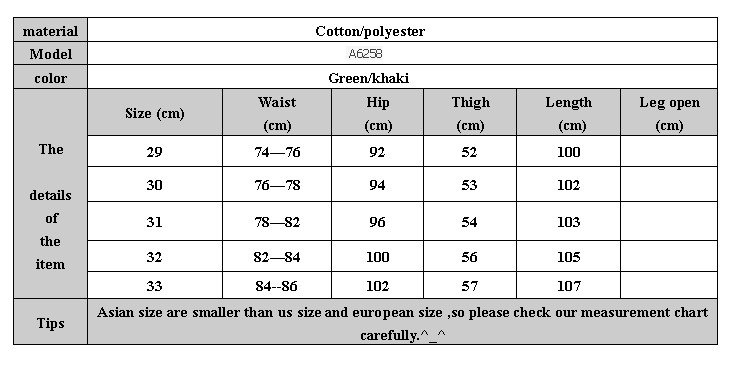 Mens Pants Size Chart Cm