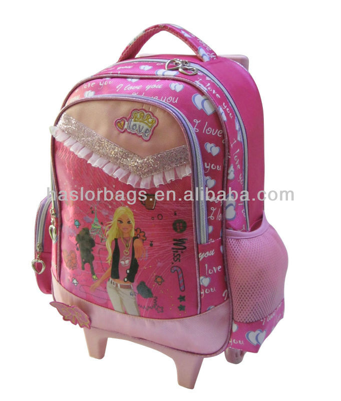 Hot Sell Cute Cartoon Printing Fashion Lightweight Kids Trolley School Bag
