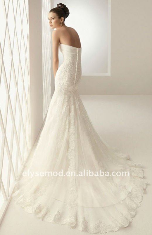 2011 Styles ALine Strapless Ivory Glamorous Embroidery Lace Wedding Dresses