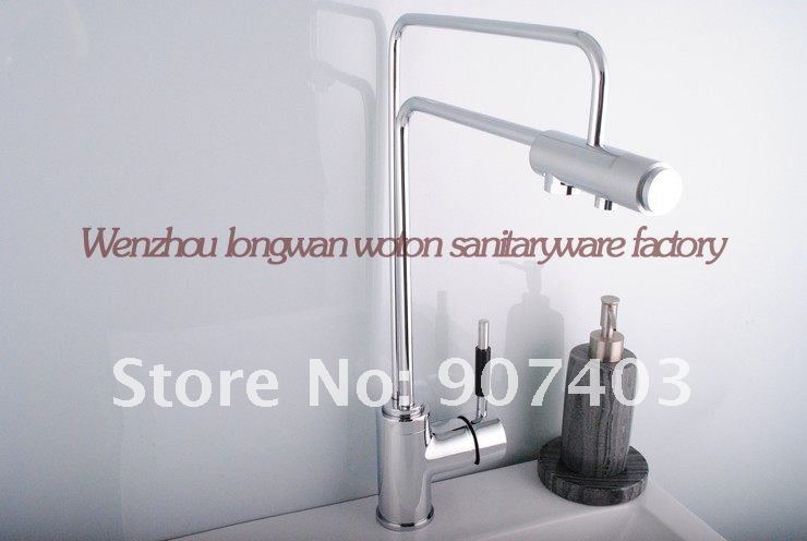 Free shipping wholesale modern chrome low lead 3 way kitchen sink mixer tap with pure water filter drinking water faucet 64101
