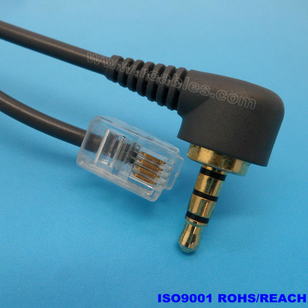 RJ11 4p4c telephone cable to 3.5mm stereo plug right angle