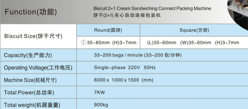 Biscuit cracker cookies sandwiching creaming and packing machine RCJ-CB