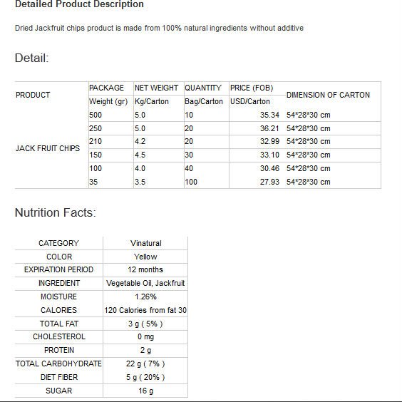 Jackfruit Chips,Vietnam Vinamit price supplier 21food