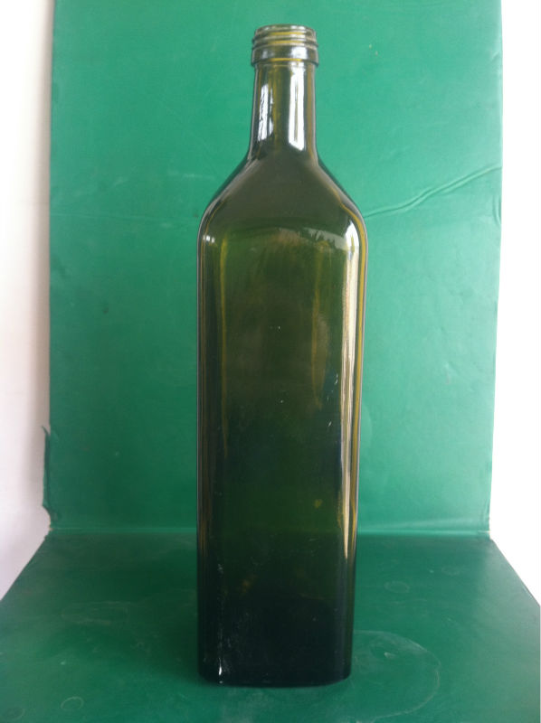 High quality dark Green Glass Olive Oil Bottles with aluminum cap