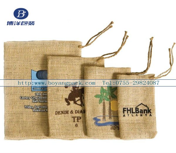 Custom Logo OEM drawstring Burlap Chinese Tea Bag for gift mobile bean sales promotion packing - Boyang Packing Manufacturer