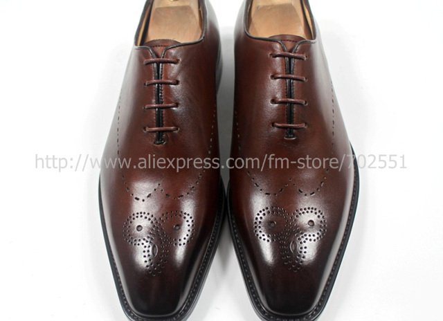 Free shipping custom handmade genuine calf leather men's oxford shoe color brown No.OX183 mackay craft