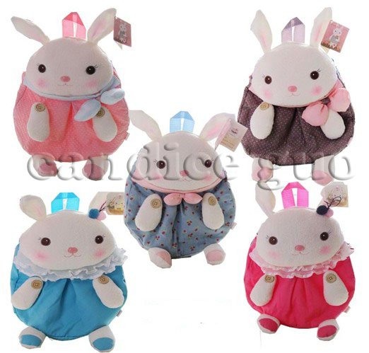 Candice guo! Super cute hot sale plush baby schoolbag backpack rabbit shaped birthday gift Christmas gift 1pc