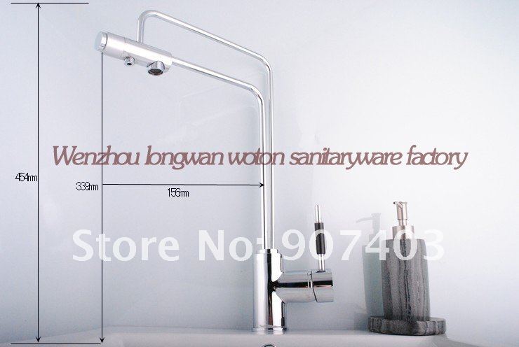 Free shipping wholesale modern chrome low lead 3 way kitchen sink mixer tap with pure water filter drinking water faucet 64101
