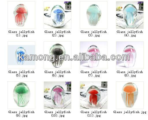 発光jellyfishes手吹きガラス、 暗闇で光るの文鎮、 暗闇で光るjellyfishesガラスの装飾問屋・仕入れ・卸・卸売り