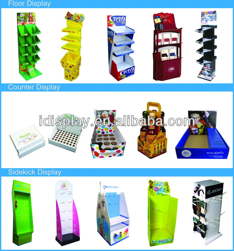 corrugated chocolate display rack for chocolate bar floor cardboard display rack
