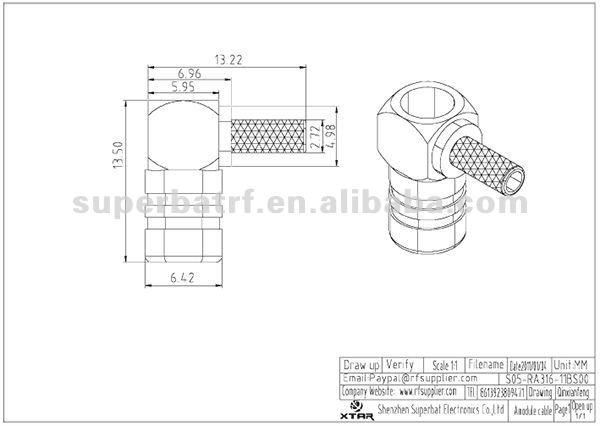 RG316ケーブルのために直角ssmbのアンテナコネクターのジャッキ仕入れ・メーカー・工場