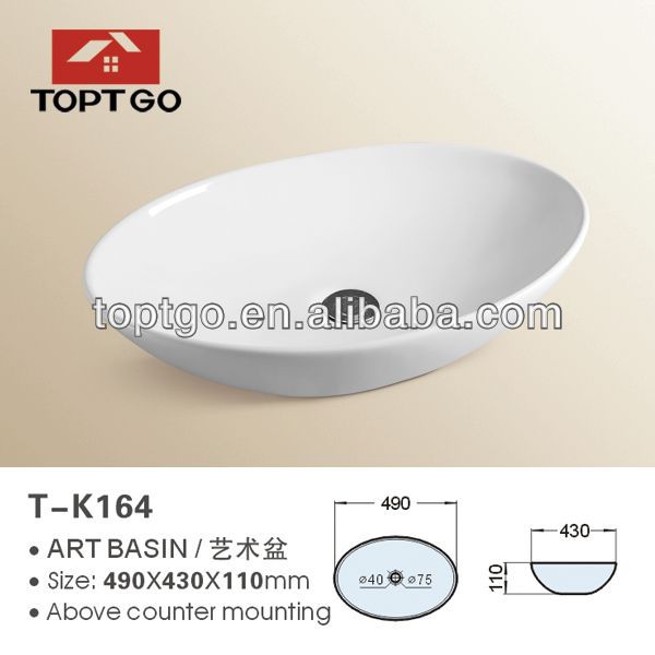 モダンなデザインの洗面t-k164楕円形のセラミック衛生陶器シンク問屋・仕入れ・卸・卸売り