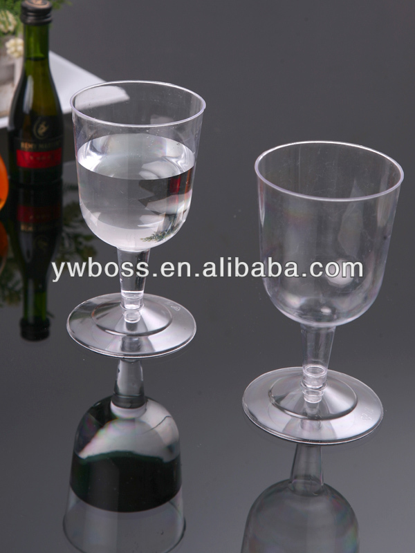 ps siver coated and clear plastic disposable metal champagne flutes