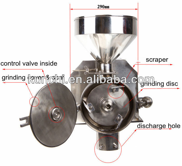 electric stainless steel industrial cocoa bean grinder machine with