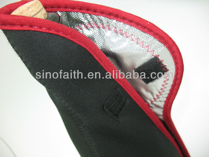 With sliver paper neoprene red wine cooler holder