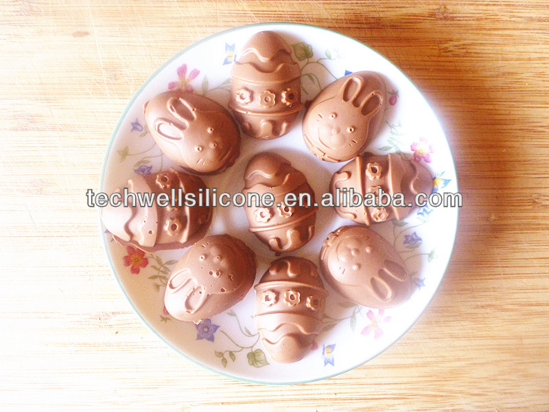 rabbit and egg shape silicone chocolate models