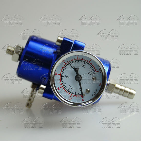 Universal Aluminum Adjustable Fuel Pressure Regulator With Gauge Blue Red DSC_0880