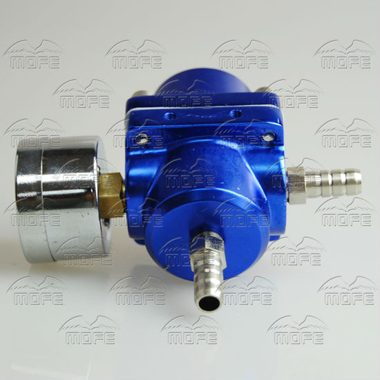 Universal Aluminum Adjustable Fuel Pressure Regulator With Gauge Blue Red DSC_0881