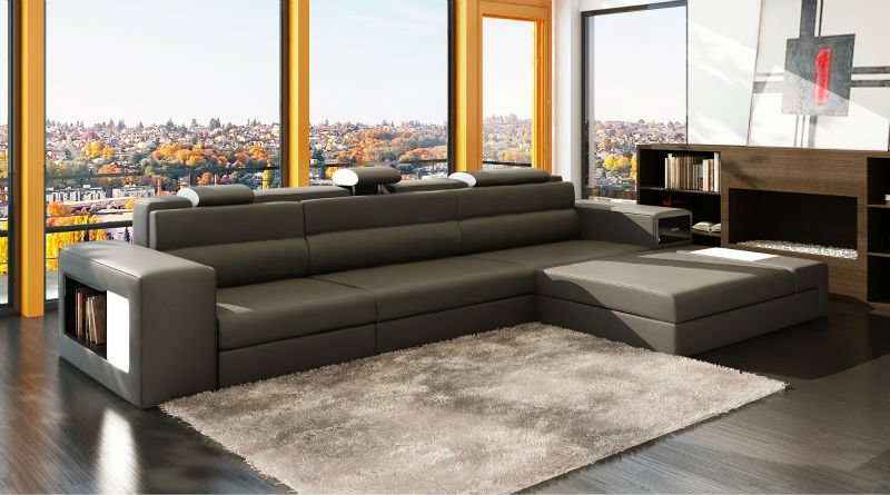 Evergo original patent design elegante leder corner haus sofa ... Grau couch wohnzimmet