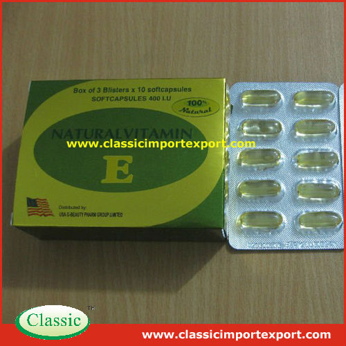 GMP Certified D-Alpha Tocopherol Natural Vitamin E Softgel Capsule in bottles/blister 100IU-1000IU