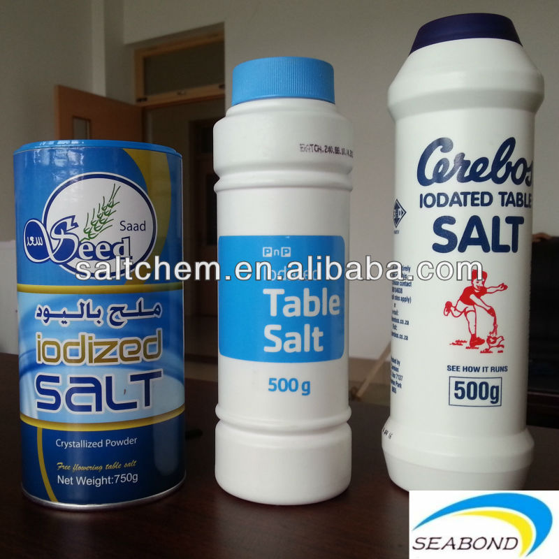 new packed seabond iodized bottled salt, table salt