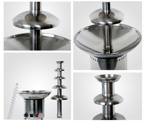CHOCOLAZI ANT8086 Auger 5 tiers 304 stainless steel large chocolate fountain,China CHOCOLAZI