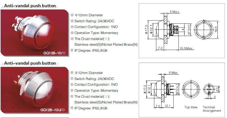 異なる色onpow12mmモーメンタリプッシュボタンswitchs( 12mm、 ce、 rohs指令、 reech、 またはip65ip67)仕入れ・メーカー・工場