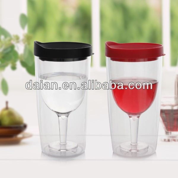 Double layer red wine cup with lid color changing