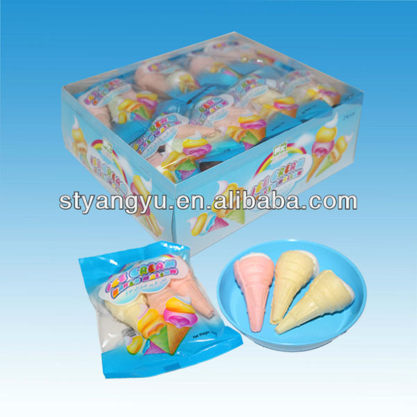 ice cream cone with mix flavor marshmallow candy