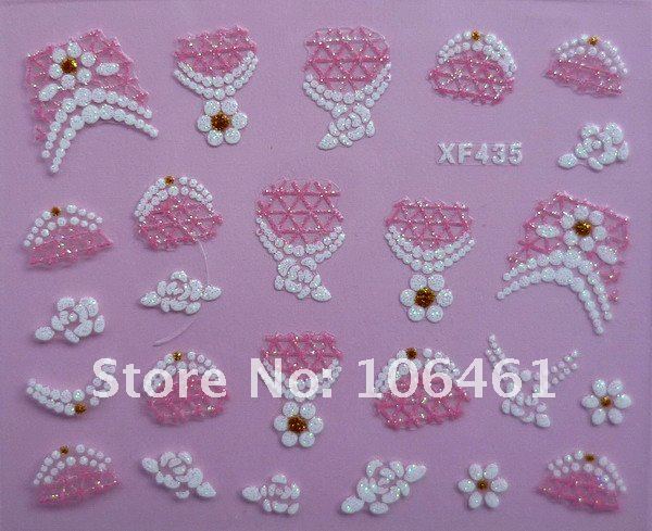 Hot 3D nail false designs Jewelry Nail Stickers Nail Art Decoration XF435