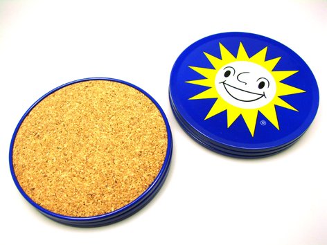 sunshine cartoon pictures. Round tin coaster with sunshine cartoon