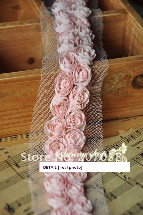 Free shipping DIY 3D double row flower lace tape & Ribbon tape