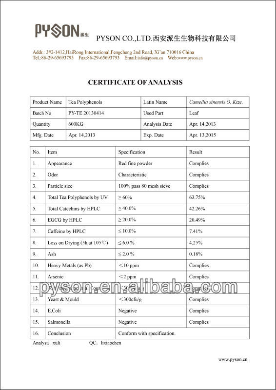 Tea polyphenols ,Catechins/Green tea extract powder