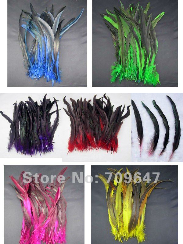 Free Shipping! 50 pcs/lot 10-12" Green Colour Badger Sadle Rooster Tail Feathers
