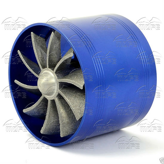 Universal Aluminum Single Propeller Turbo Air Intake Fuel Saver Fan Blue 4