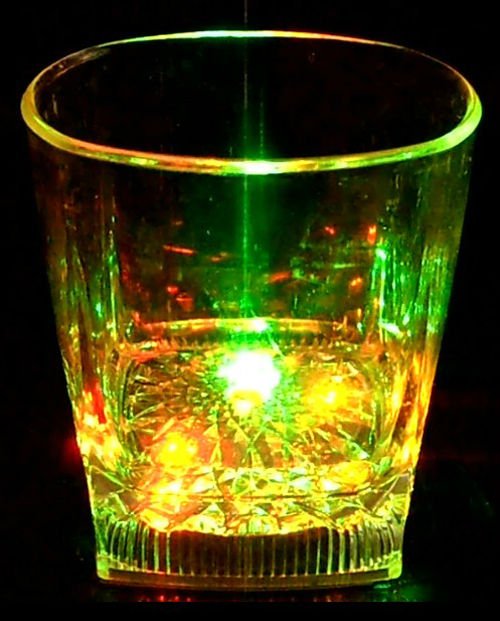 rainbow-color cup Water Activated LED Light-Up blinking Flashing Rocks Glass Barware Lamp Drink Cup