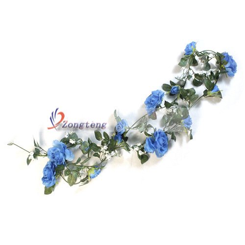 Silk Roses Wreaths Garland Wedding Arch Decor Royal Blue